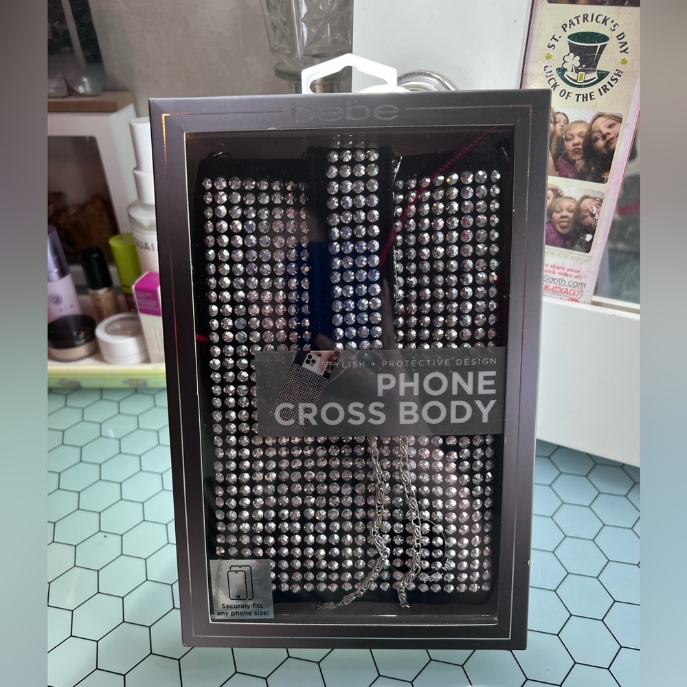 Bebe Phone Rhinestone Crossbody Bag